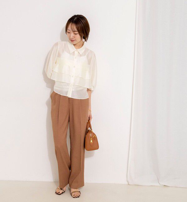 NOLLEY'S「シアーシルキーパール釦フリルブラウス」|シャツ・ブラウス|