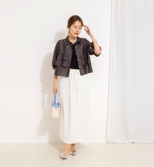 NOLLEY'S「シアーシルキーパール釦フリルブラウス」|シャツ・ブラウス|