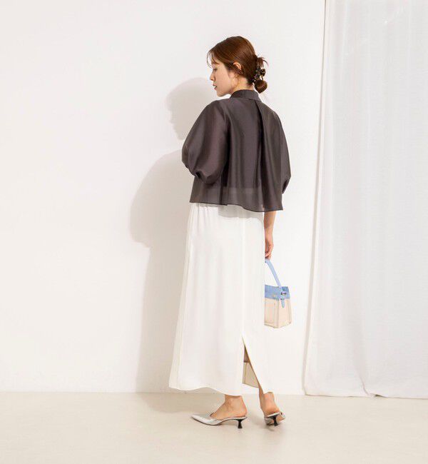 NOLLEY'S「シアーシルキーパール釦フリルブラウス」|シャツ・ブラウス|