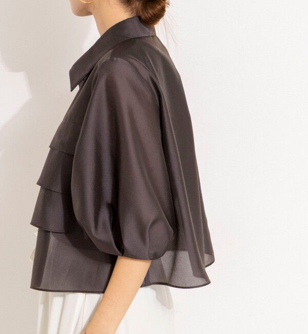 NOLLEY'S「シアーシルキーパール釦フリルブラウス」|シャツ・ブラウス|