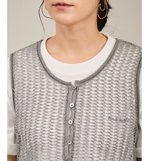 SALON adam et rope'「ブライトニットレースフレアージレ / ベスト［前後2WAY］」|ベスト・ジレ|