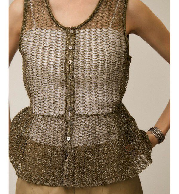 SALON adam et rope'「ブライトニットレースフレアージレ / ベスト［前後2WAY］」|ベスト・ジレ|