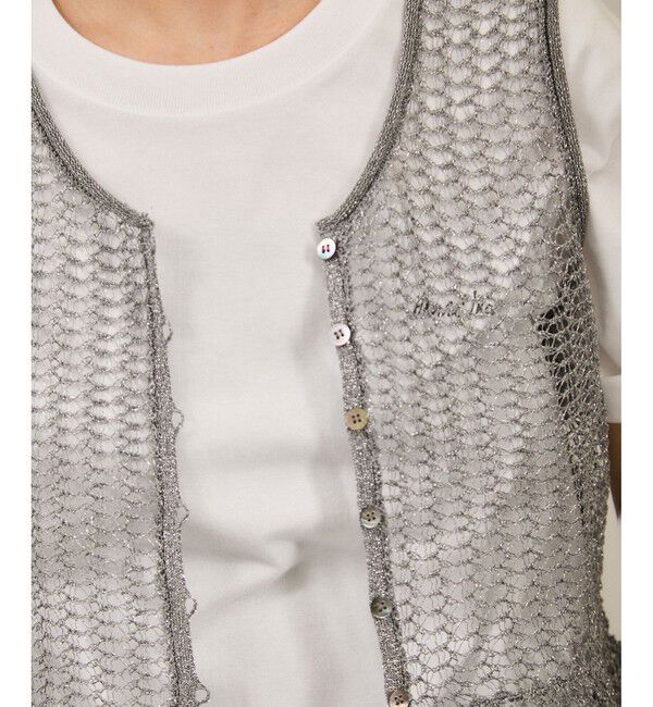 SALON adam et rope'「ブライトニットレースフレアージレ / ベスト［前後2WAY］」|ベスト・ジレ|