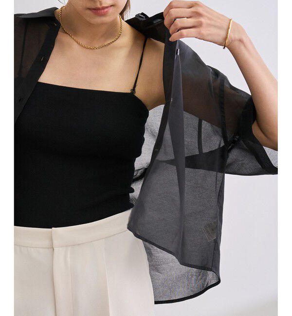 ROPE「【洗える】コットンシアークロップドシャツ」|シャツ・ブラウス|