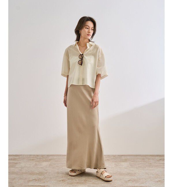 ROPE「【洗える】コットンシアークロップドシャツ」|シャツ・ブラウス|
