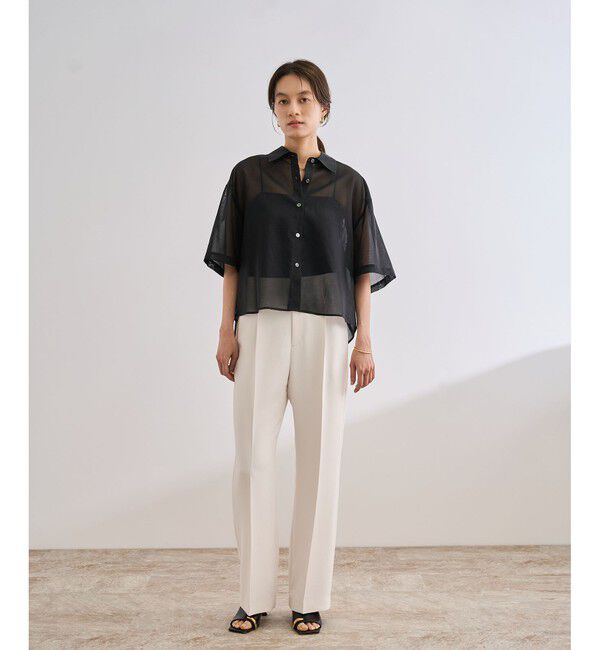 ROPE「【洗える】コットンシアークロップドシャツ」|シャツ・ブラウス|