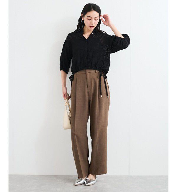 VIS「ドロストボリュームスリーブシャツ（レース・無地）」|シャツ・ブラウス|