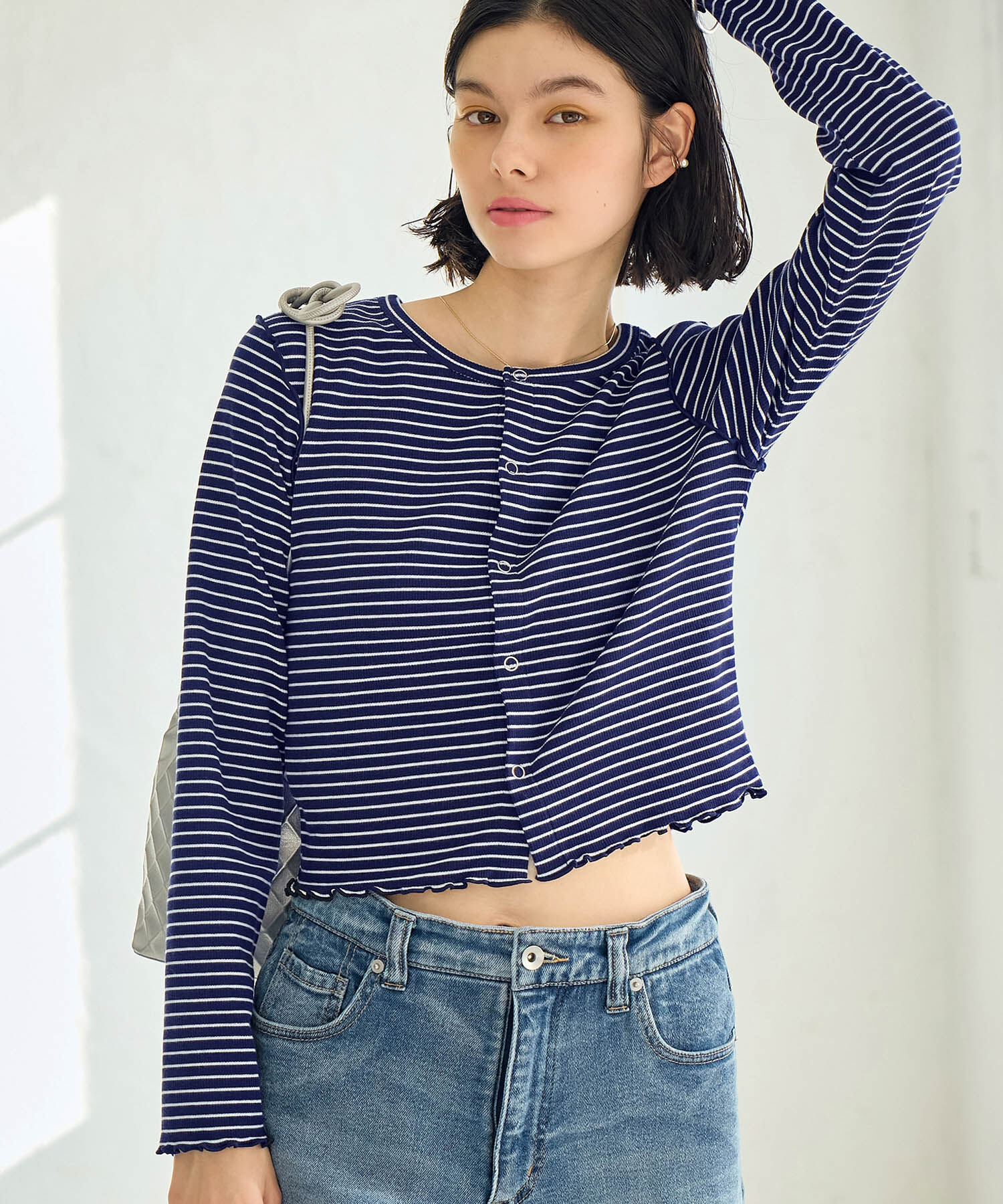 ROPE' PICNIC R「カットメロウトップスカーディガン/リンクコーデ」|カーディガン|ネイビー(40)