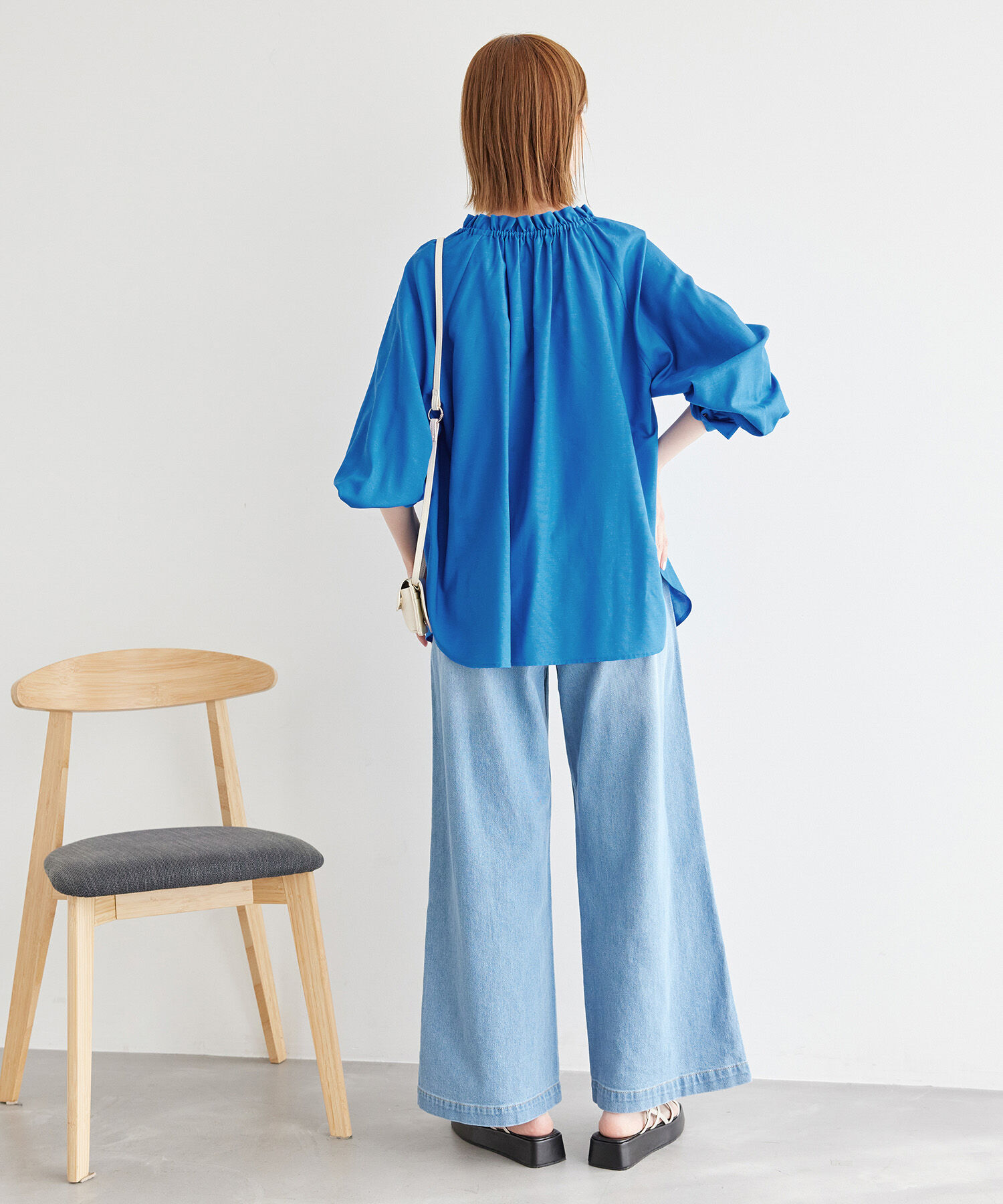 Rope&rsquo;Picnic「麻混スタンドフリルシャツ」|シャツ・ブラウス|