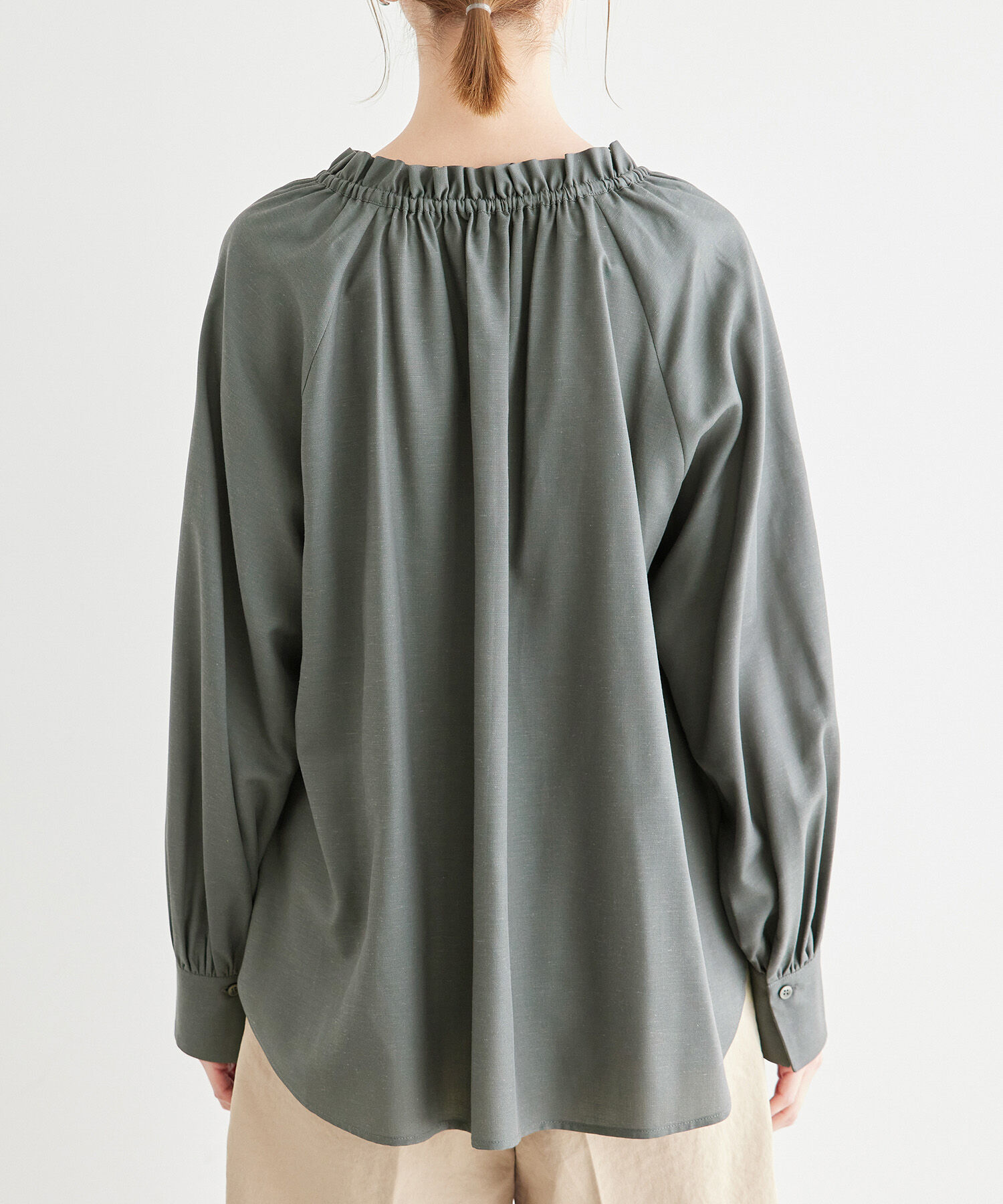 Rope&rsquo;Picnic「麻混スタンドフリルシャツ」|シャツ・ブラウス|