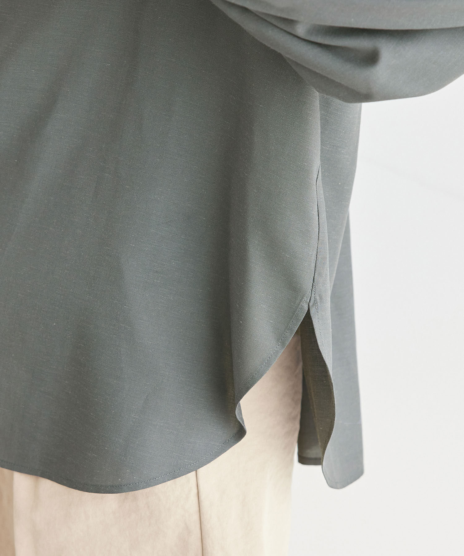 Rope&rsquo;Picnic「麻混スタンドフリルシャツ」|シャツ・ブラウス|