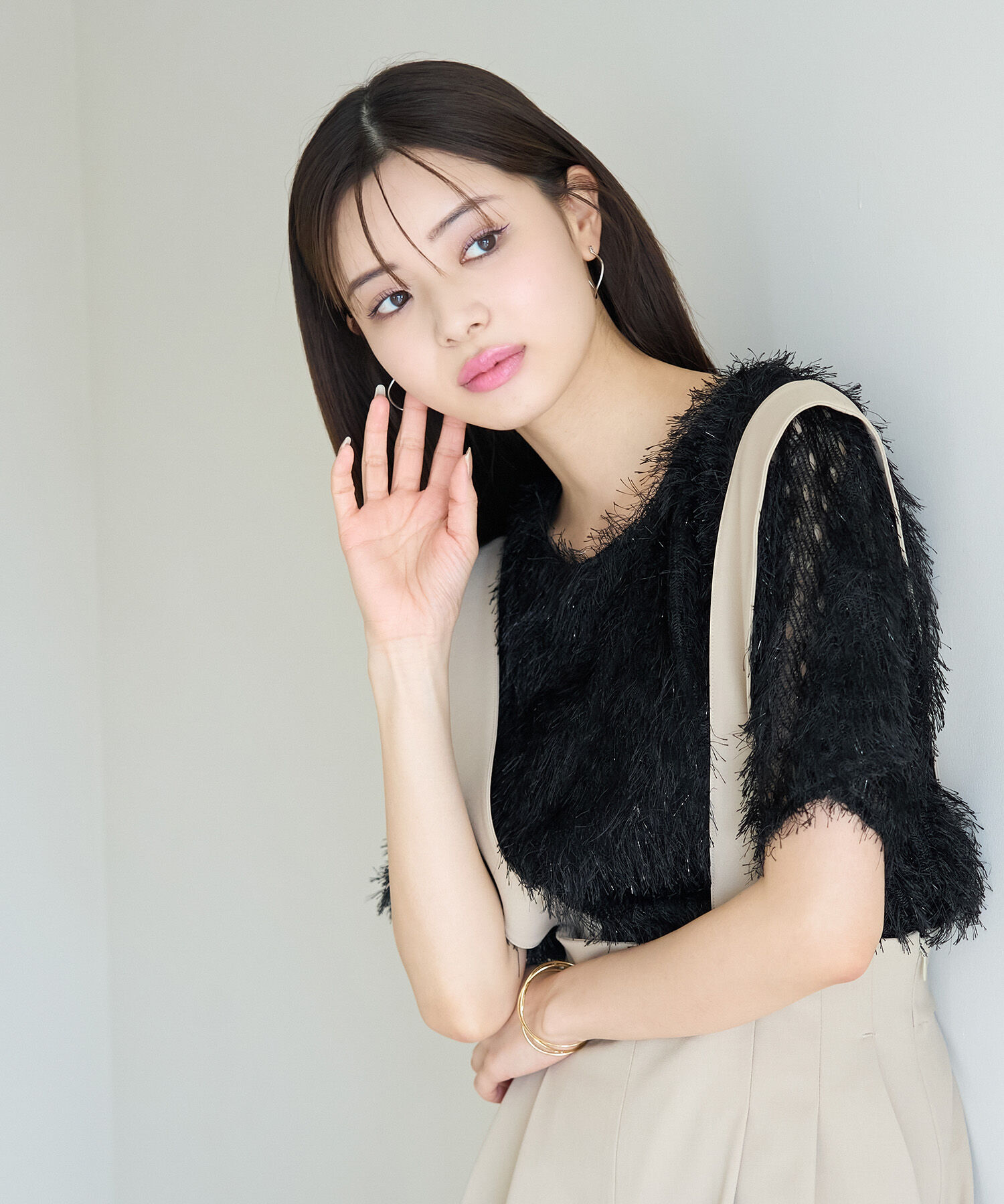 Rope&rsquo;Picnic「フリンジカットトップス」|Tシャツ・カットソー|ブラック(01)