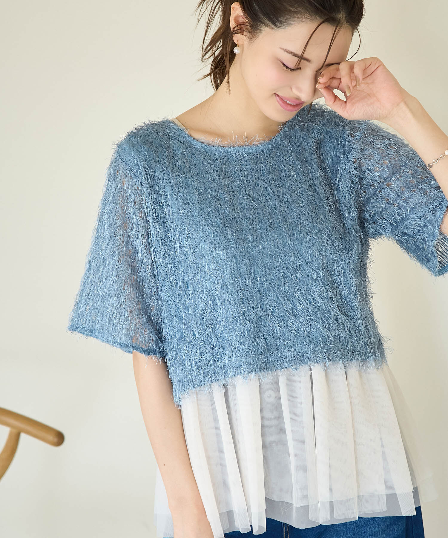 Rope&rsquo;Picnic「フリンジカットトップス」|Tシャツ・カットソー|ブルー系(45)