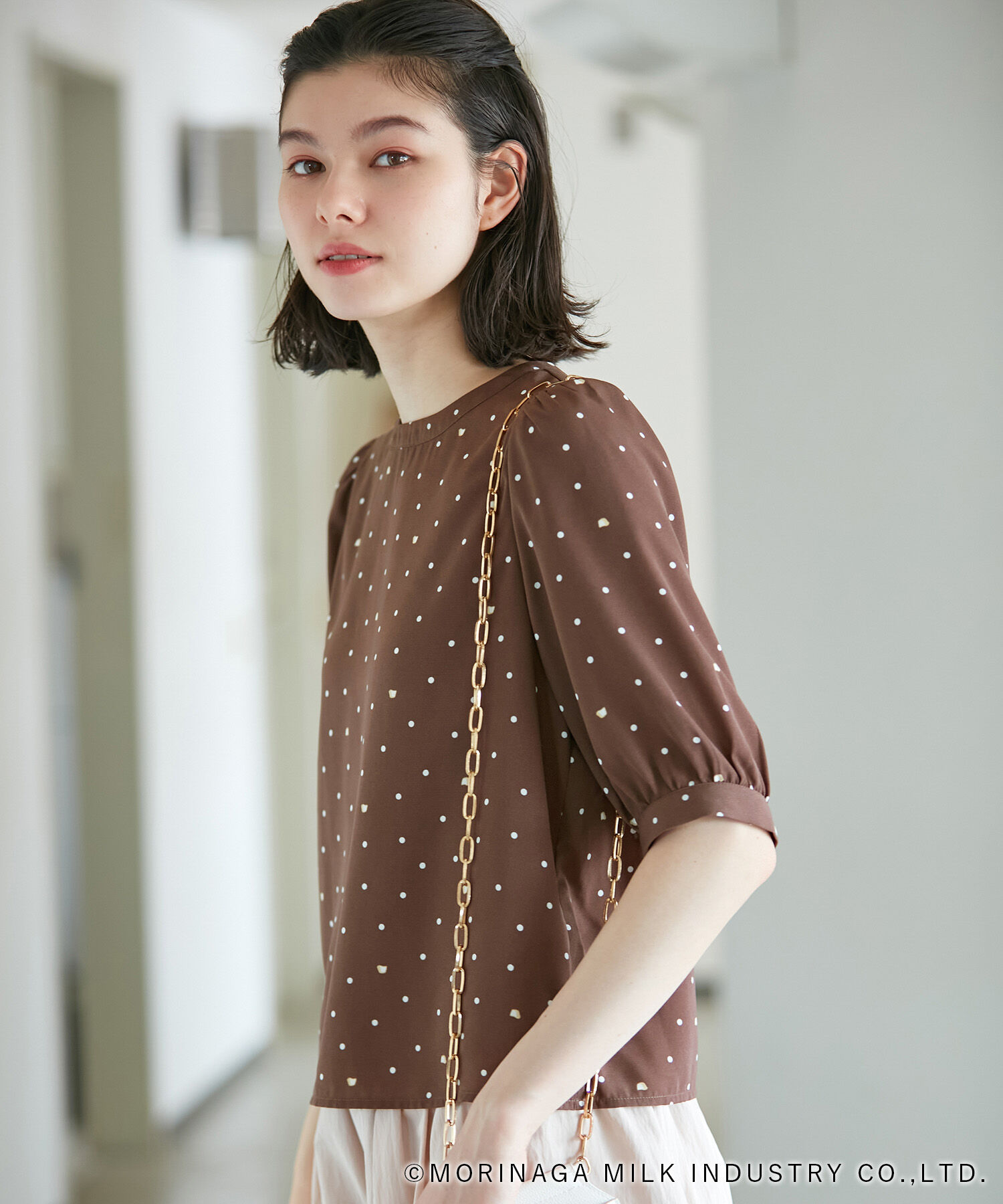 Rope&rsquo;Picnic「【Pino meets ROPE' PICNIC】Pinoドット柄ブラウス」|シャツ・ブラウス|