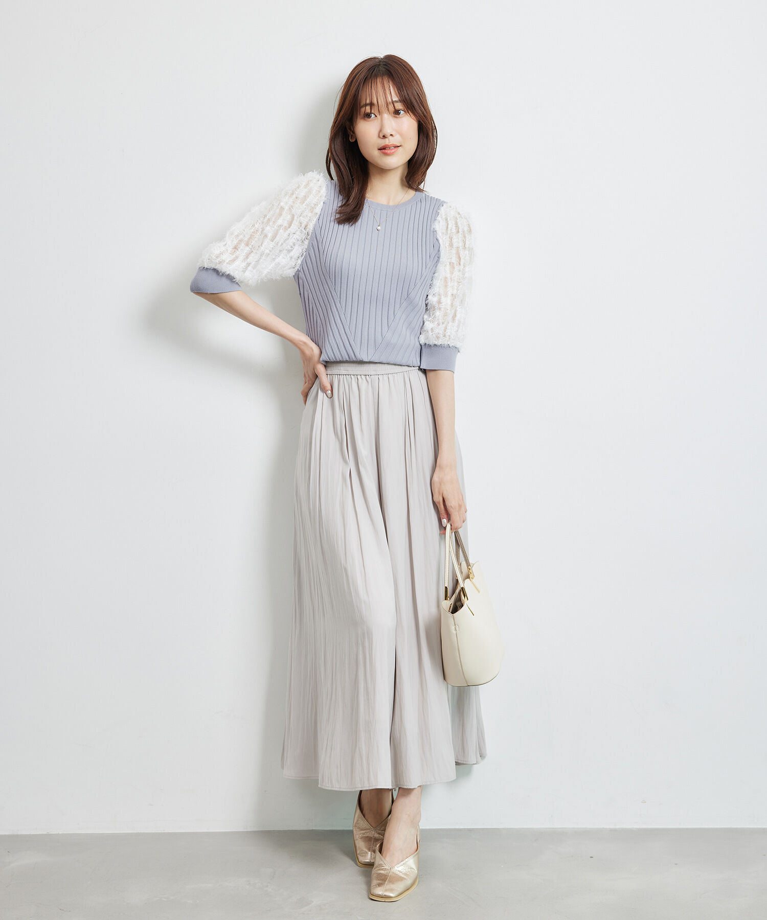 Rope&rsquo;Picnic「袖レースニットプルオーバー」|ニット・セーター|