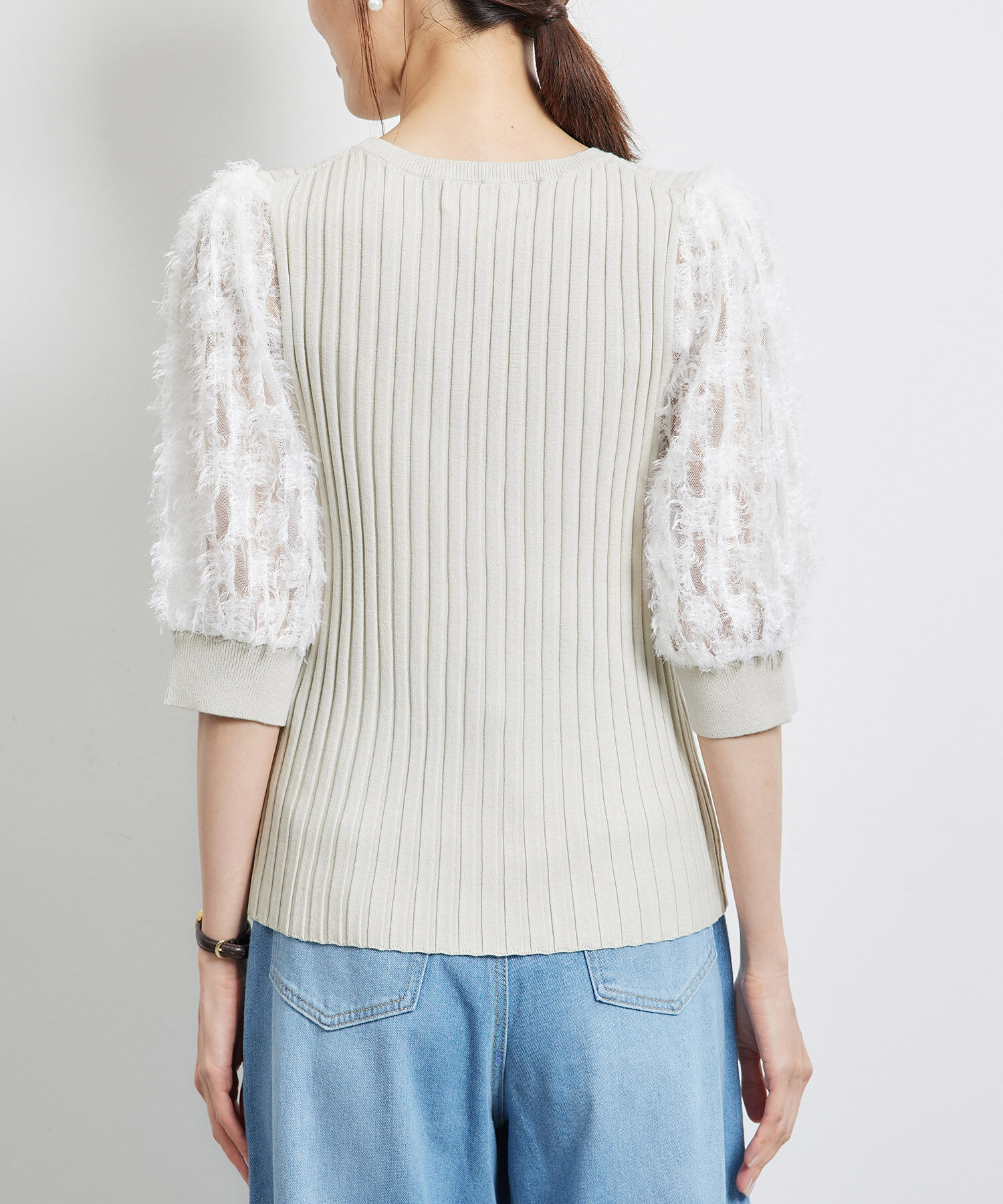 Rope&rsquo;Picnic「袖レースニットプルオーバー」|ニット・セーター|