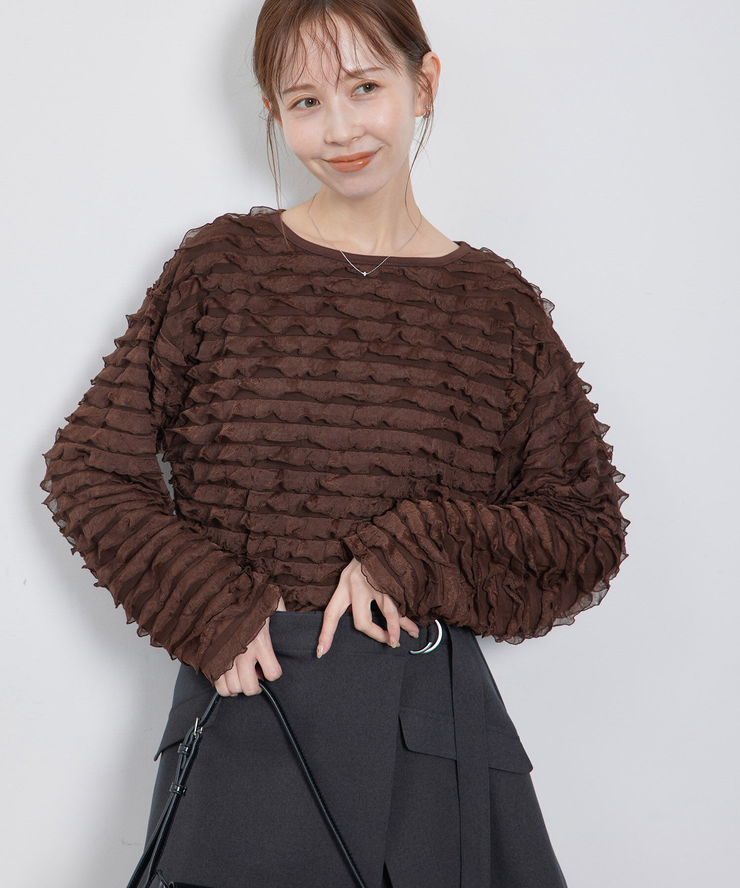 Rope&rsquo;Picnic「フリルジャガードカットソートップス」|Tシャツ・カットソー|