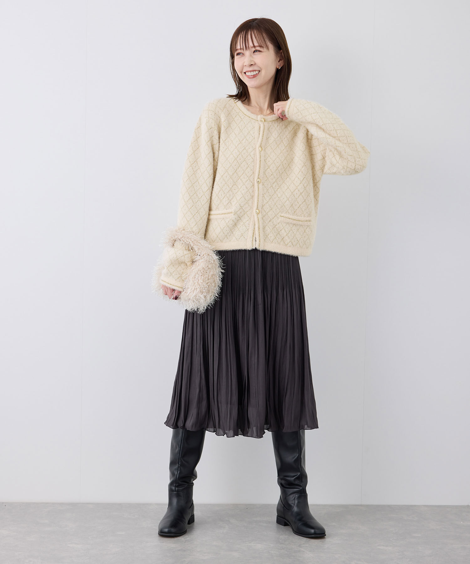 Rope&rsquo;Picnic「金ボタンフェザーラメニットカーディガン」|カーディガン|