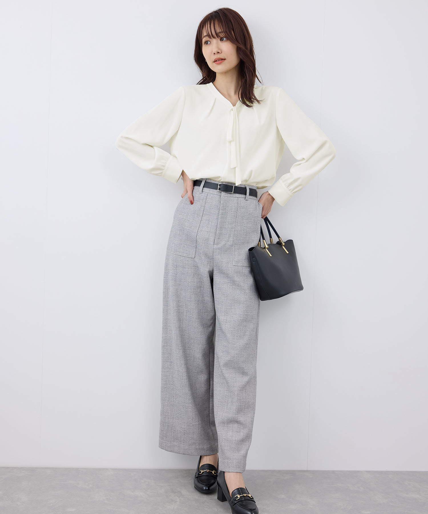 Rope&rsquo;Picnic「【2サイズ展開】メタルボタンリボンタイ長袖ブラウス」|シャツ・ブラウス|