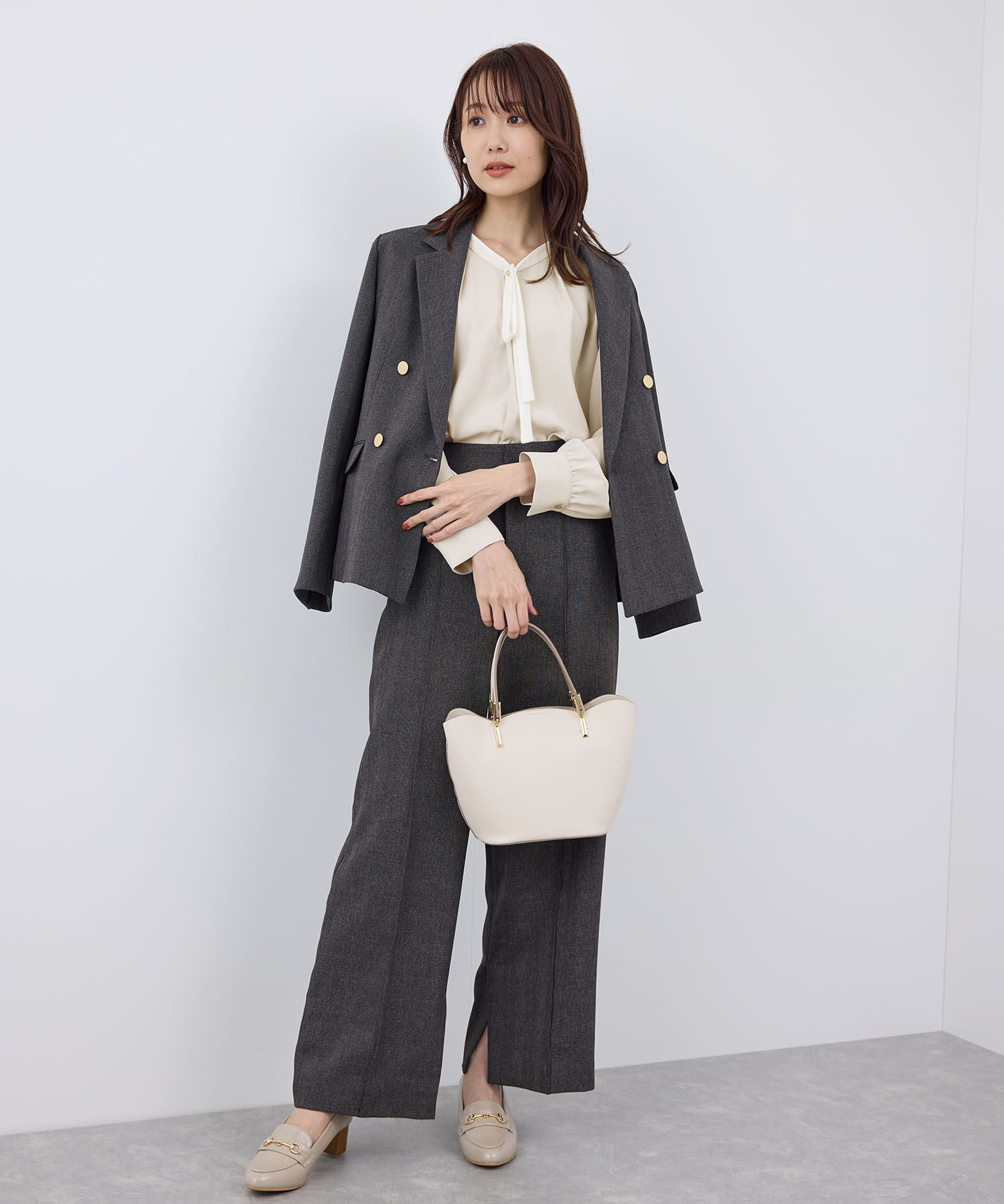 Rope&rsquo;Picnic「【2サイズ展開】メタルボタンリボンタイ長袖ブラウス」|シャツ・ブラウス|