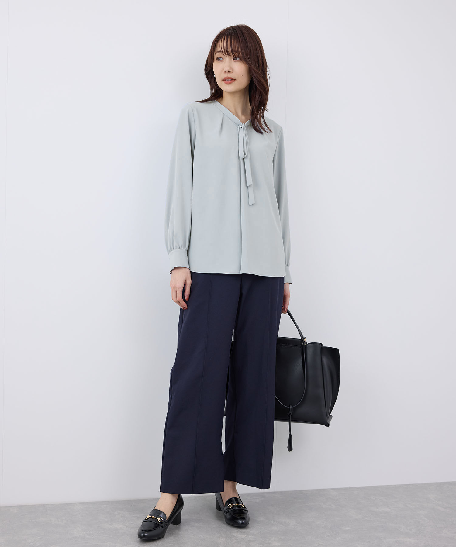 Rope&rsquo;Picnic「【2サイズ展開】メタルボタンリボンタイ長袖ブラウス」|シャツ・ブラウス|