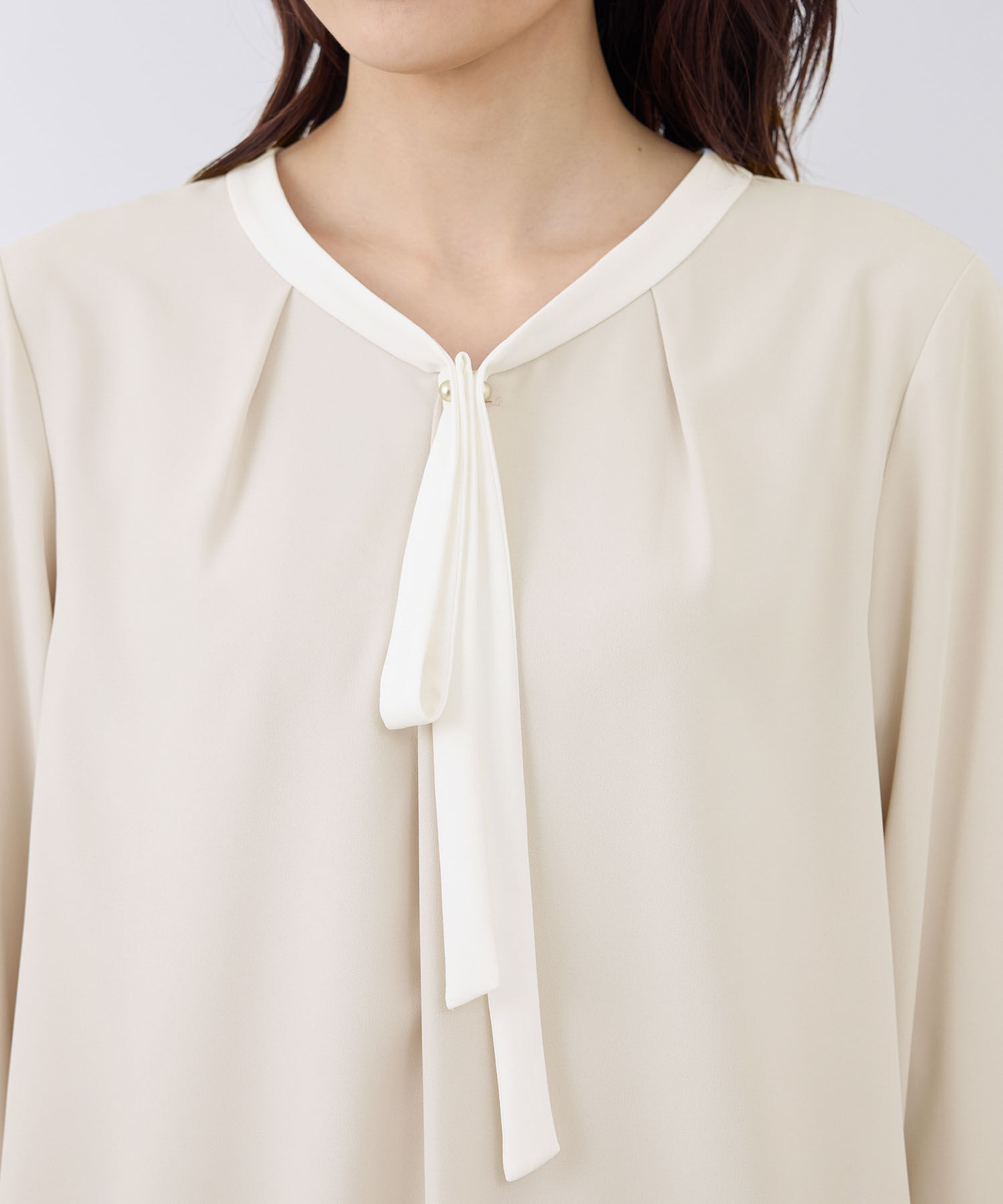 Rope&rsquo;Picnic「【2サイズ展開】メタルボタンリボンタイ長袖ブラウス」|シャツ・ブラウス|