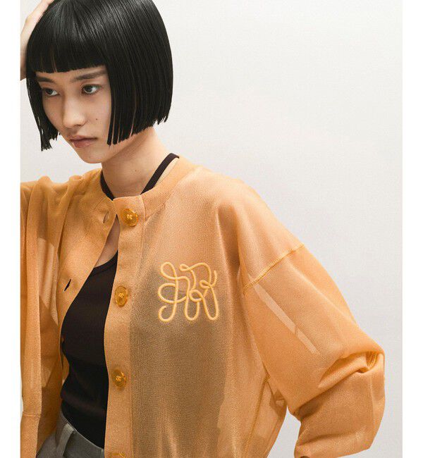 ADAM ET ROPE'「シアーロゴカーディガン」|カーディガン|オレンジ(70)
