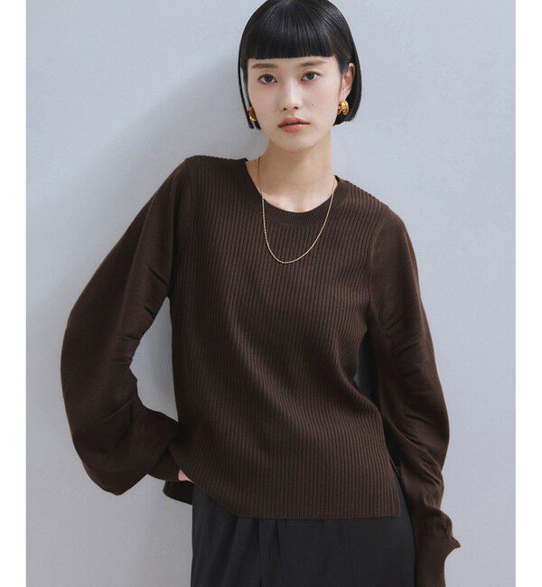 ADAM ET ROPE'「【WEB限定】・【サステナブル】ニュアンススリーブニットプルオーバー」|ニット・セーター|ブラウン(20)