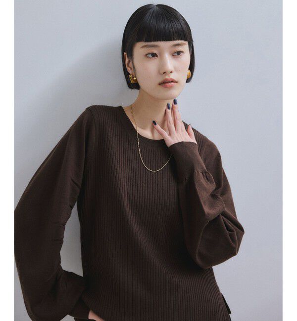 ADAM ET ROPE'「【WEB限定】・【サステナブル】ニュアンススリーブニットプルオーバー」|ニット・セーター|