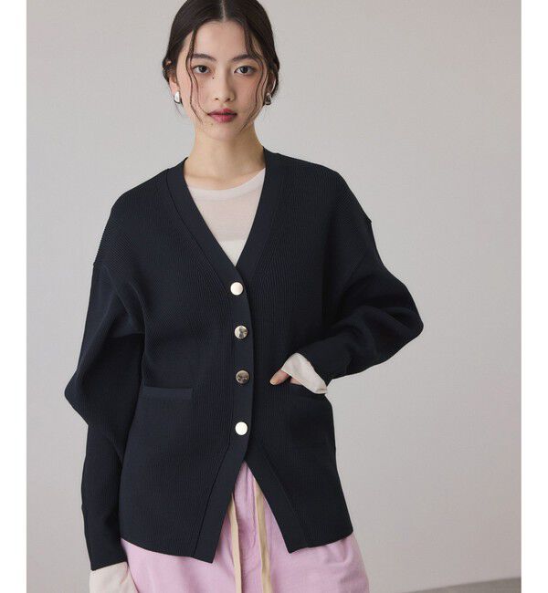 ADAM ET ROPE'「【サステナブル】フォルムリブカーディガン」|カーディガン|