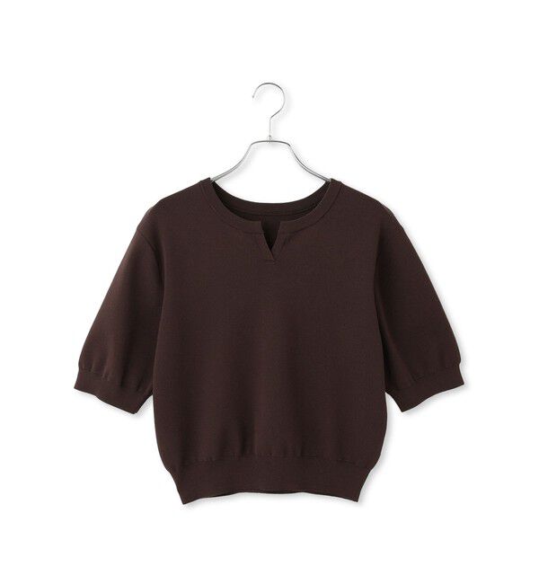 ADAM ET ROPE'「2WAYキーネックハーフスリーブニット/接触冷感」|ニット・セーター|