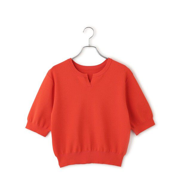 ADAM ET ROPE'「2WAYキーネックハーフスリーブニット/接触冷感」|ニット・セーター|