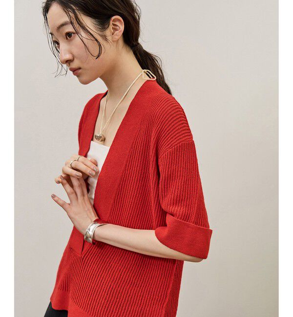 ADAM ET ROPE'「リネンブレンドニットプルオーバー」|ニット・セーター|レッド(60)