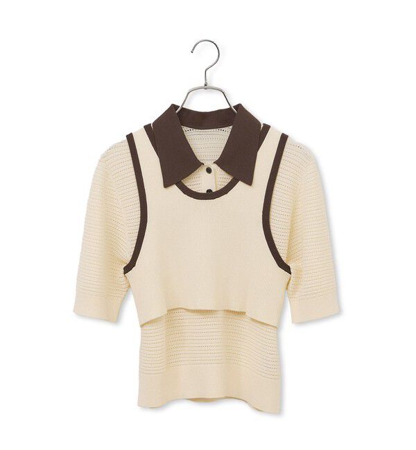 ADAM ET ROPE'「【サステナブル】タンクコンビパターンポロニット」|ポロシャツ|