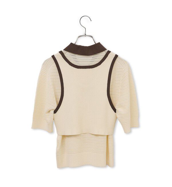 ADAM ET ROPE'「【サステナブル】タンクコンビパターンポロニット」|ポロシャツ|