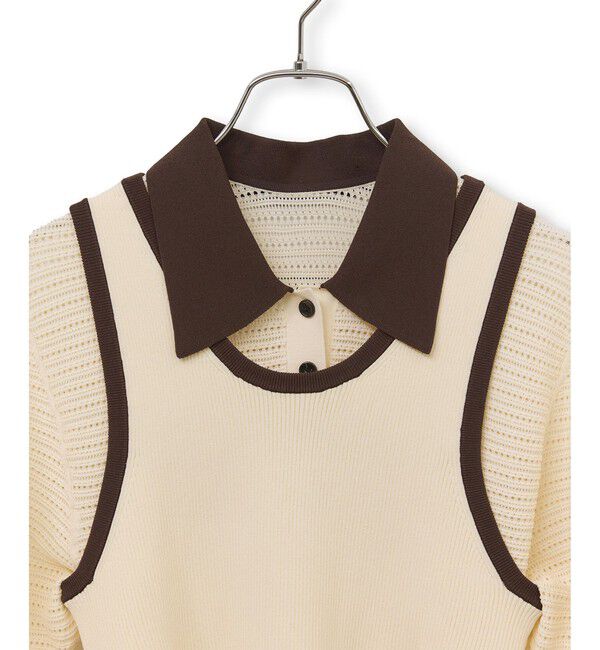 ADAM ET ROPE'「【サステナブル】タンクコンビパターンポロニット」|ポロシャツ|