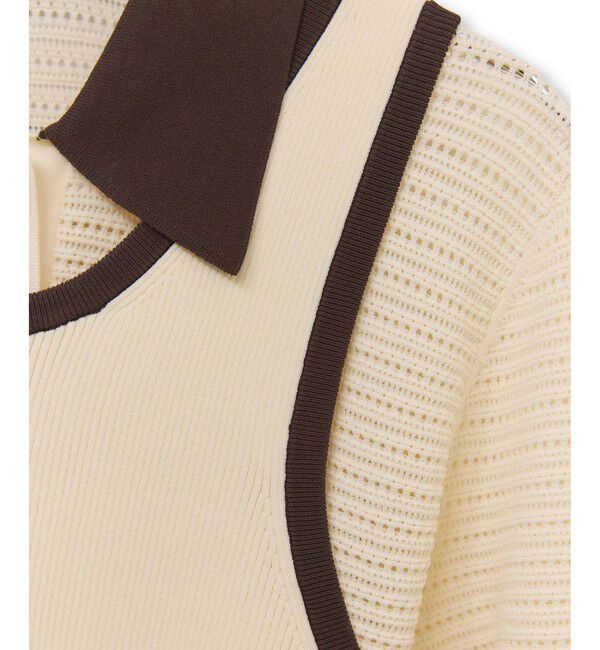 ADAM ET ROPE'「【サステナブル】タンクコンビパターンポロニット」|ポロシャツ|