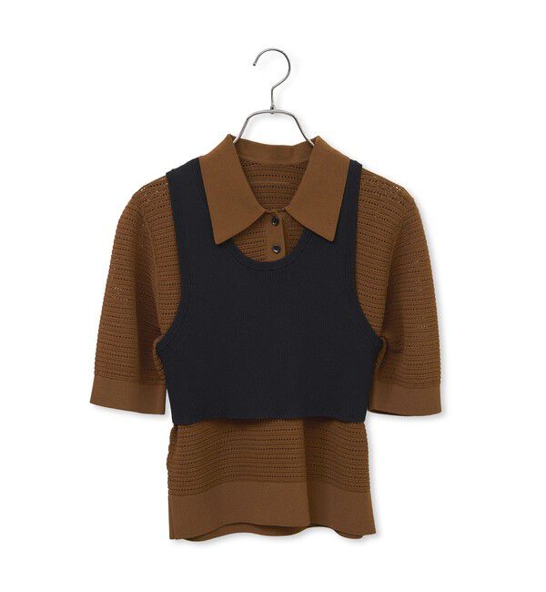 ADAM ET ROPE'「【サステナブル】タンクコンビパターンポロニット」|ポロシャツ|