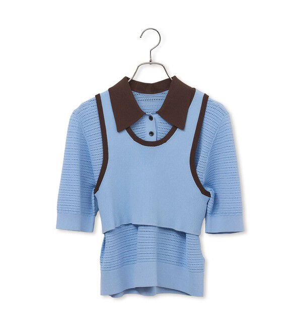 ADAM ET ROPE'「【サステナブル】タンクコンビパターンポロニット」|ポロシャツ|