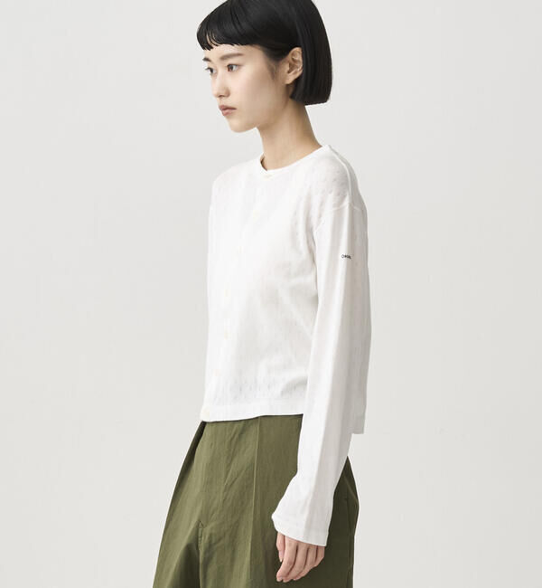 ORCIVAL「ORCIVAL | パターンメッシュ コットン クルーネックカーディガン WOMEN」|カーディガン|