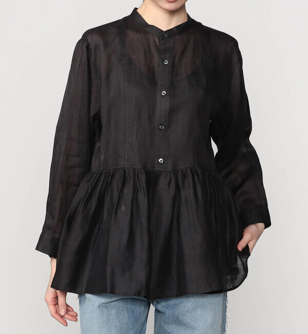 LE GLAZIK「LE GLAZIK | ラミー ギャザーフレアシャツ WOMEN」|シャツ・ブラウス|