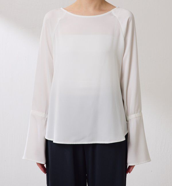  「袖フレアサテンブラウス」|シャツ・ブラウス|