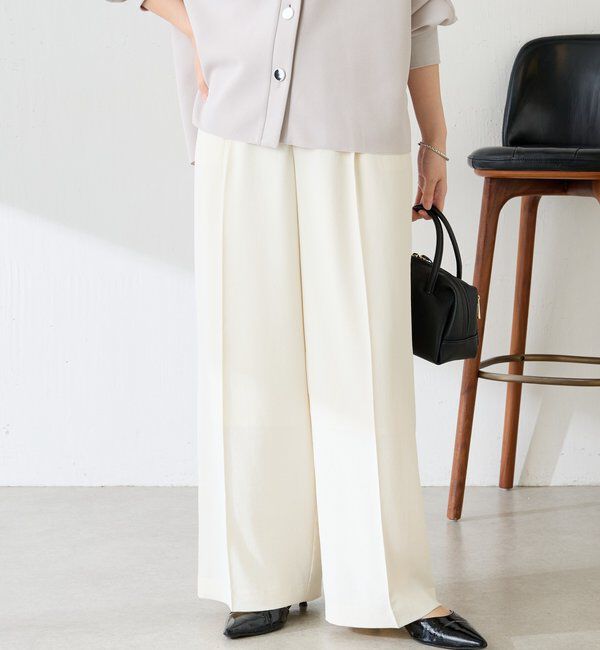  「《マイナス3kg見え/サイズ展開豊富》ジャージワイドパンツ」|スラックス|