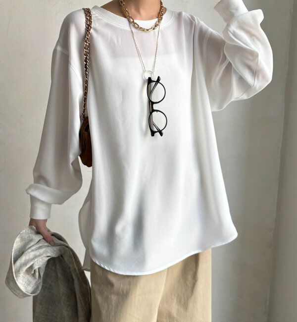  「袖リブバックボタンジョーゼットプルオーバー」|シャツ・ブラウス|