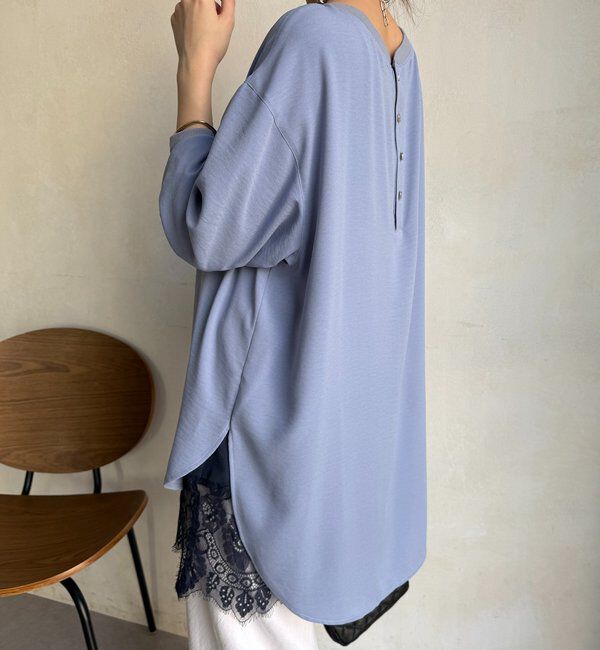  「袖リブバックボタンジョーゼットプルオーバー」|シャツ・ブラウス|