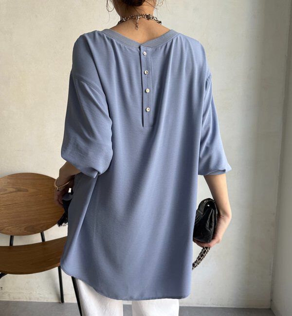  「袖リブバックボタンジョーゼットプルオーバー」|シャツ・ブラウス|