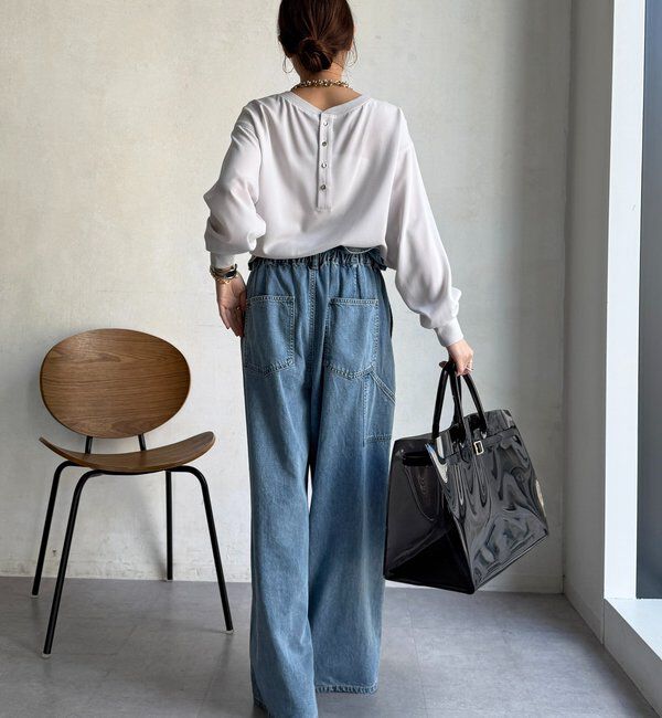  「袖リブバックボタンジョーゼットプルオーバー」|シャツ・ブラウス|