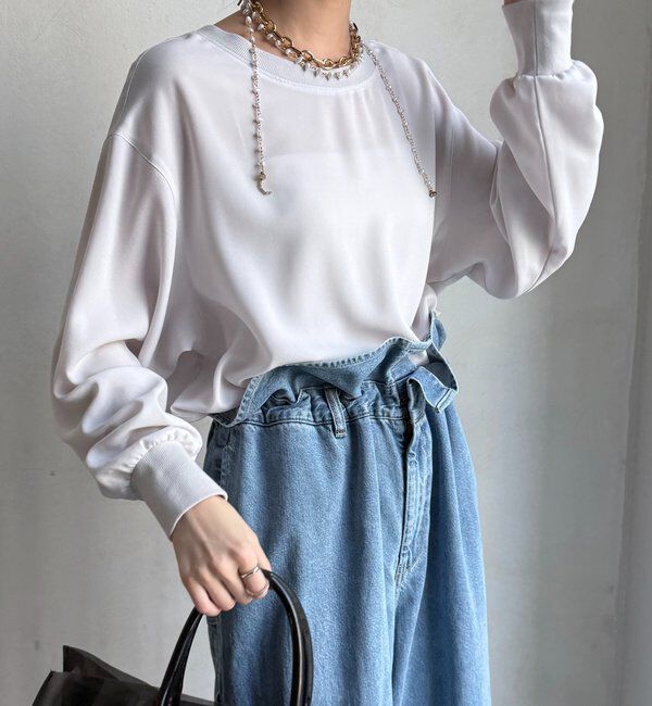  「袖リブバックボタンジョーゼットプルオーバー」|シャツ・ブラウス|