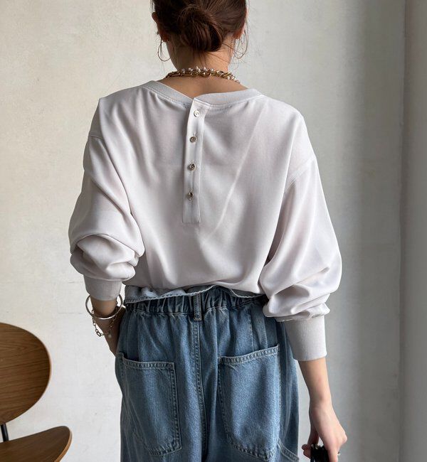  「袖リブバックボタンジョーゼットプルオーバー」|シャツ・ブラウス|