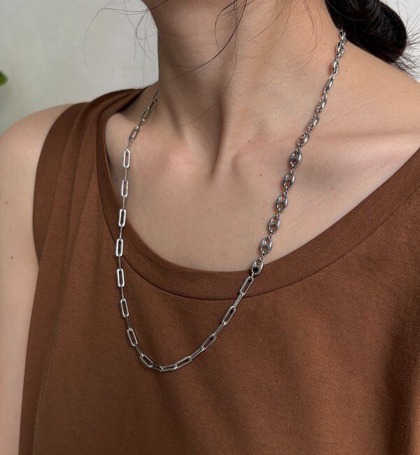  「ミドルミックスチェーンマンテルネックレス」|ネックレス|シルバー